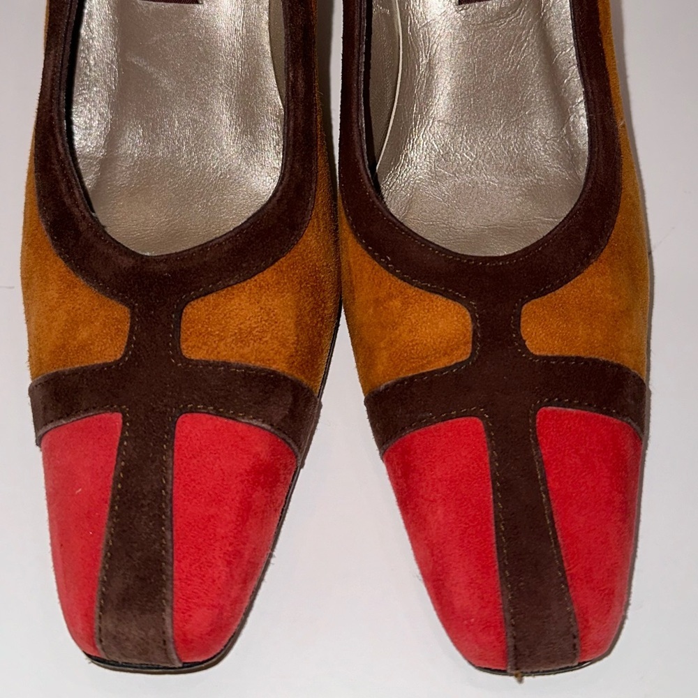 Cianni Vintage Suede Color block Pumps Size 7 - Picture 6 of 10